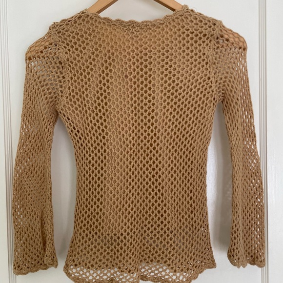 Amy Byer Women's Beige Crochet Blouse - Picture 2 of 5